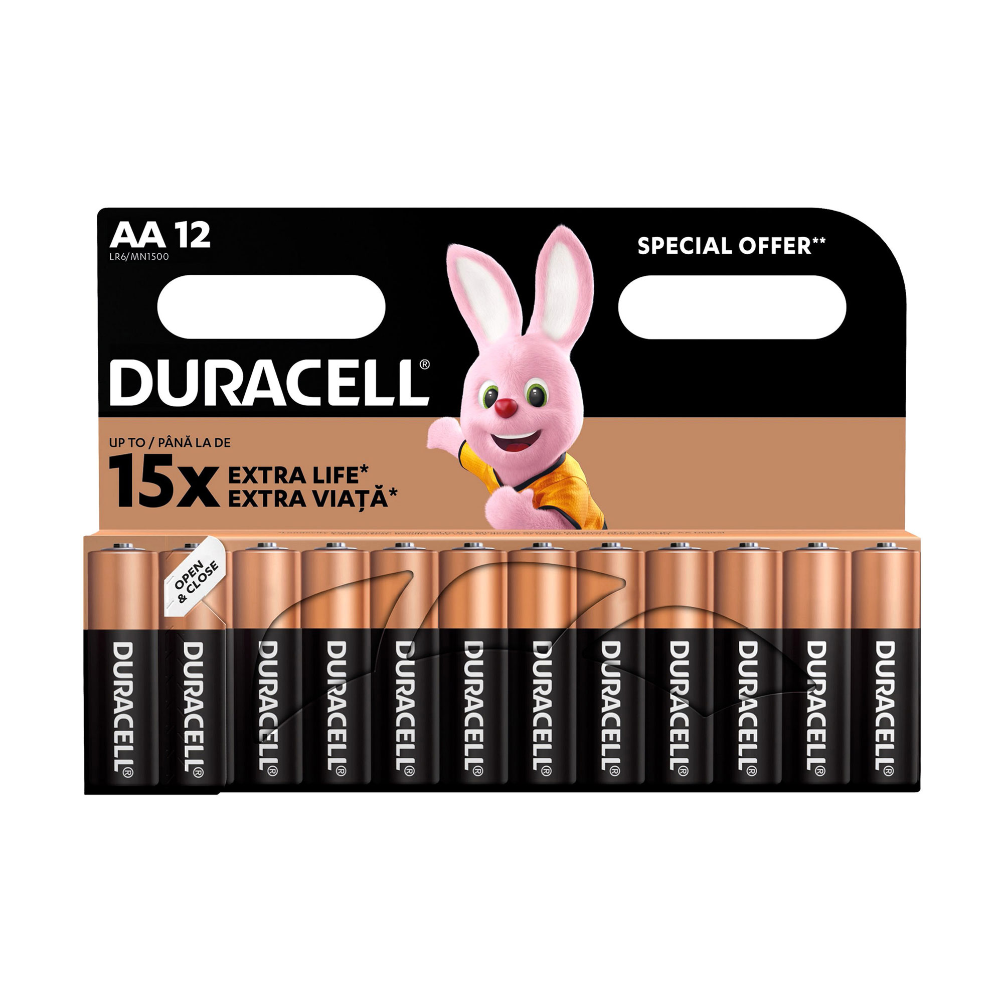 Алкалінові батарейки Duracell AA LR06/MN1500, 12 шт