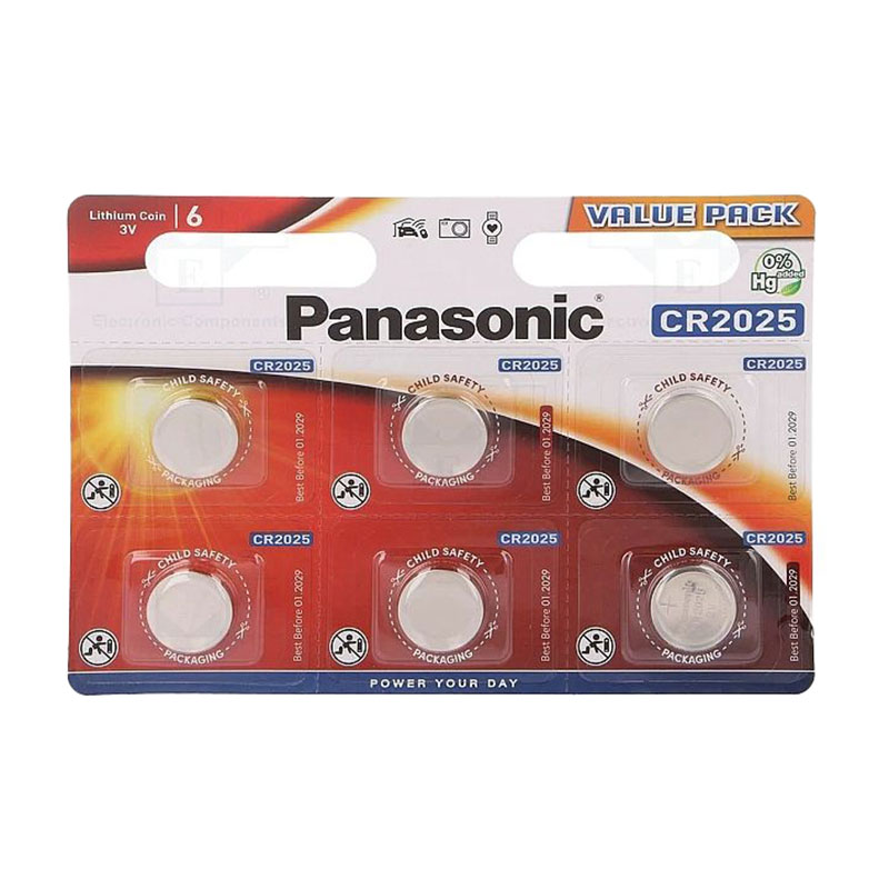 Батарейка Panasonic CR-2025 Lithium, 3V, 6 шт