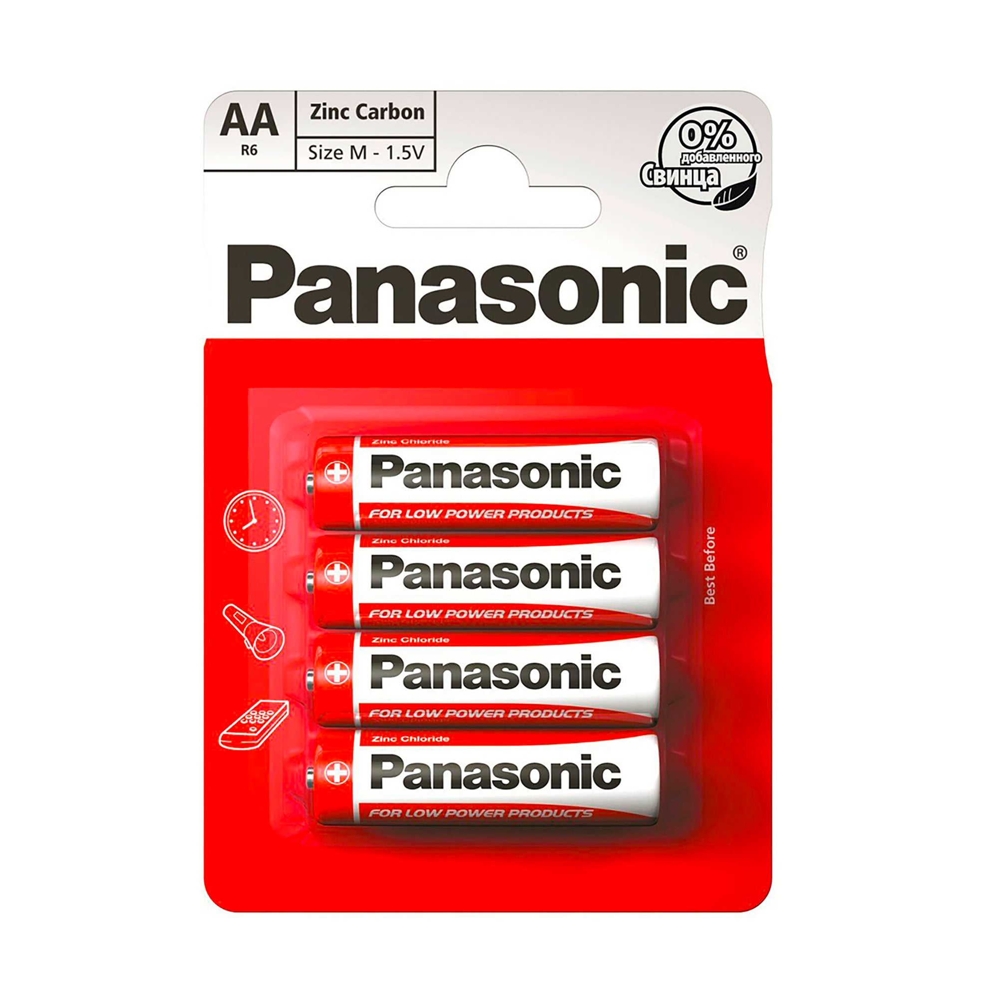 Пальчикові батарейки Panasonic Red Zinc AA Zinc-Carbon, 4 шт (R6REL/4BPR)